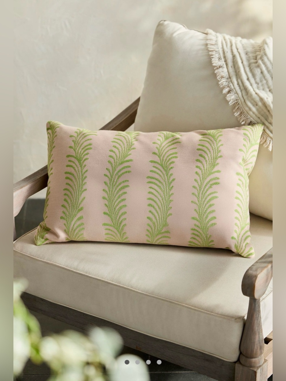 terrain Anthropologie Sunbrella® Blush Vine Outdoor Lumbar Pillow